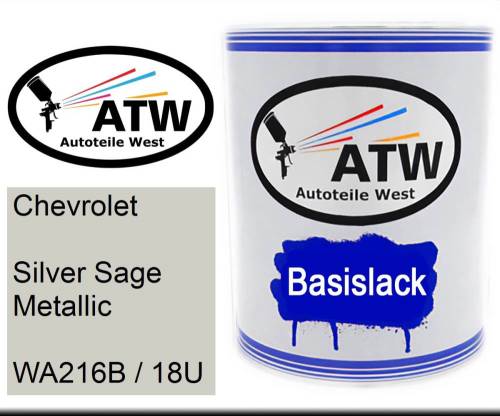 Chevrolet, Silver Sage Metallic, WA216B / 18U: 1L Lackdose, von ATW Autoteile West.